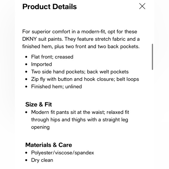 DKNY Modern Fit Men’s Dress Pants 32x32 - Picture 4 of 4